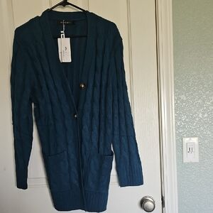 Women's Teal Cardigan Sweater